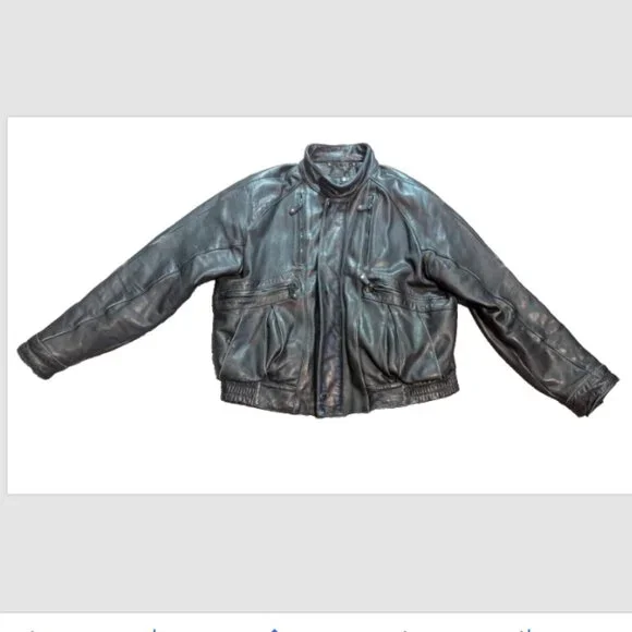 VINTAGE HARLEY DAVIDSON SIZE 46 MEN'S LEATHER MOTORCYCLE JACKET BLACK - Picture 1 of 7